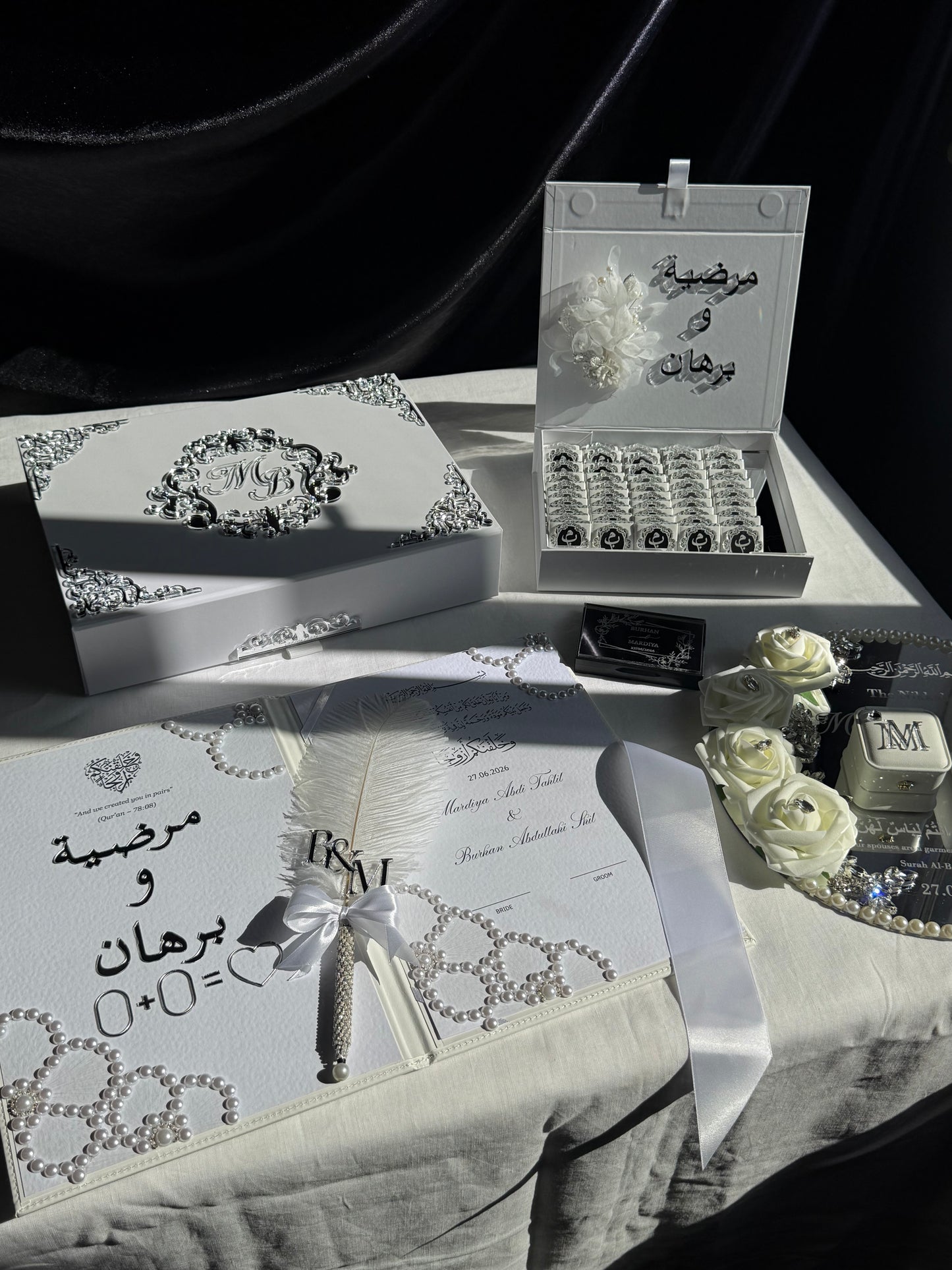 A4 Nikkah bundle - wedding folder - chocolate favours - ring tray - feather pen