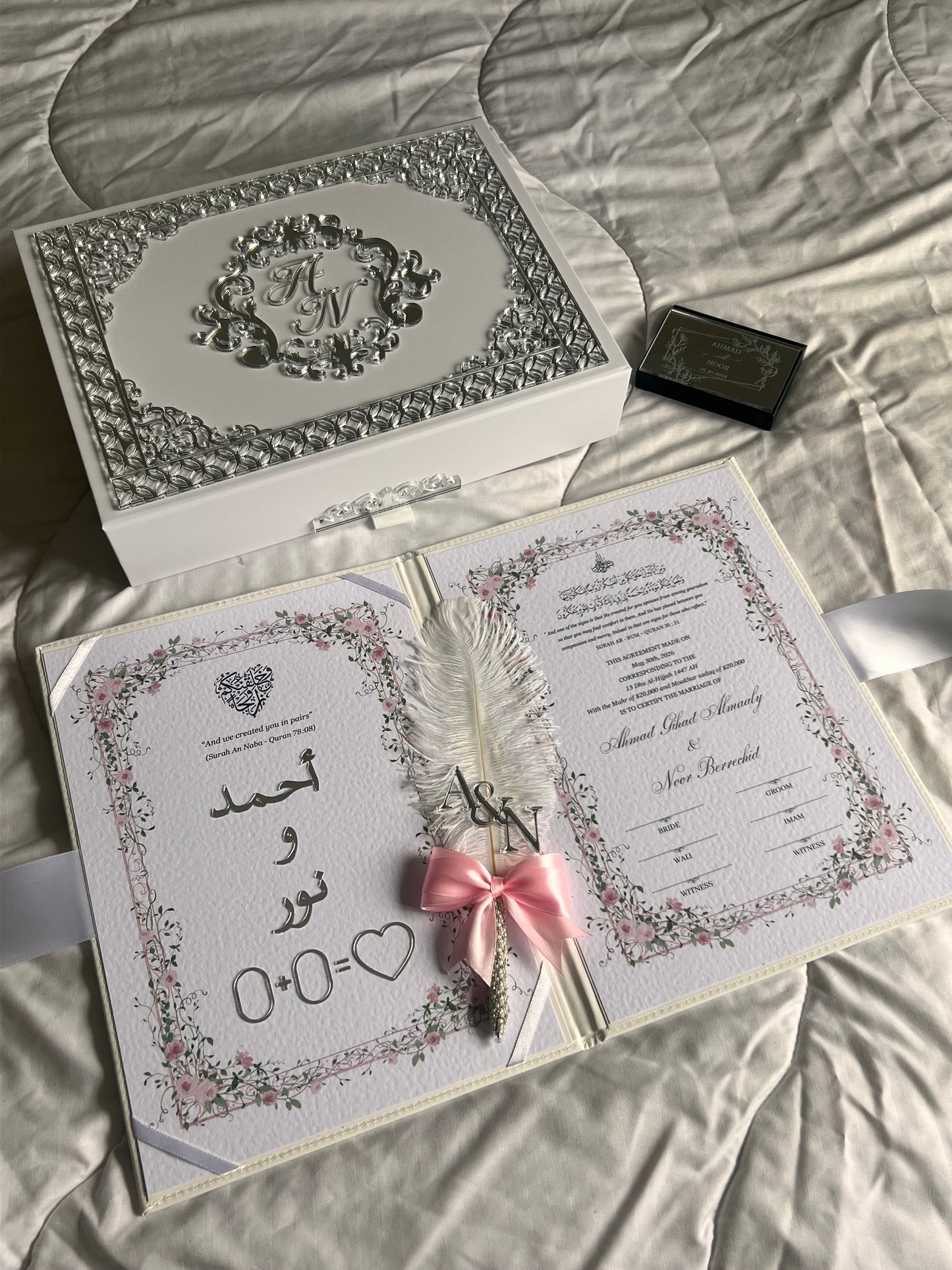 A4 Nikkah Certificate ~ Feather Pen ~ Certificate folder ~ nikkah booklet - nikkah box