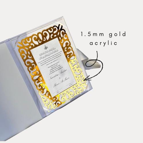 A4 Nikkah Certificate ~ Feather Pen ~ Certificate folder ~ White Hammered Card ~ nikkah booklet