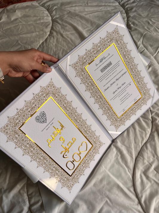 A4 velvet Nikkah booklet - wedding folder - personalised nikkah nama booklet - certificate holder - feather pen