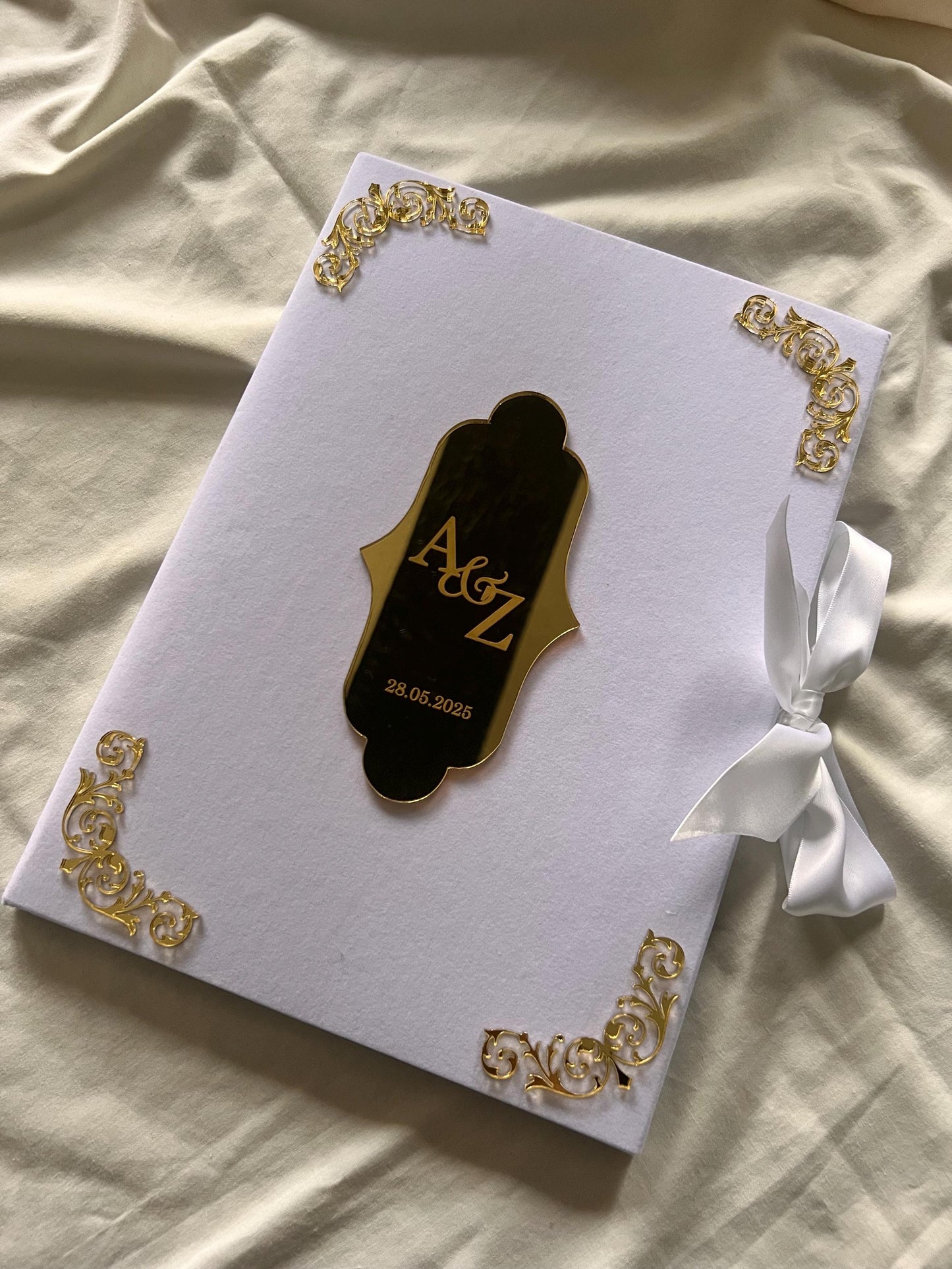 A4 velvet Nikkah booklet - wedding folder - personalised nikkah nama booklet - certificate holder - feather pen
