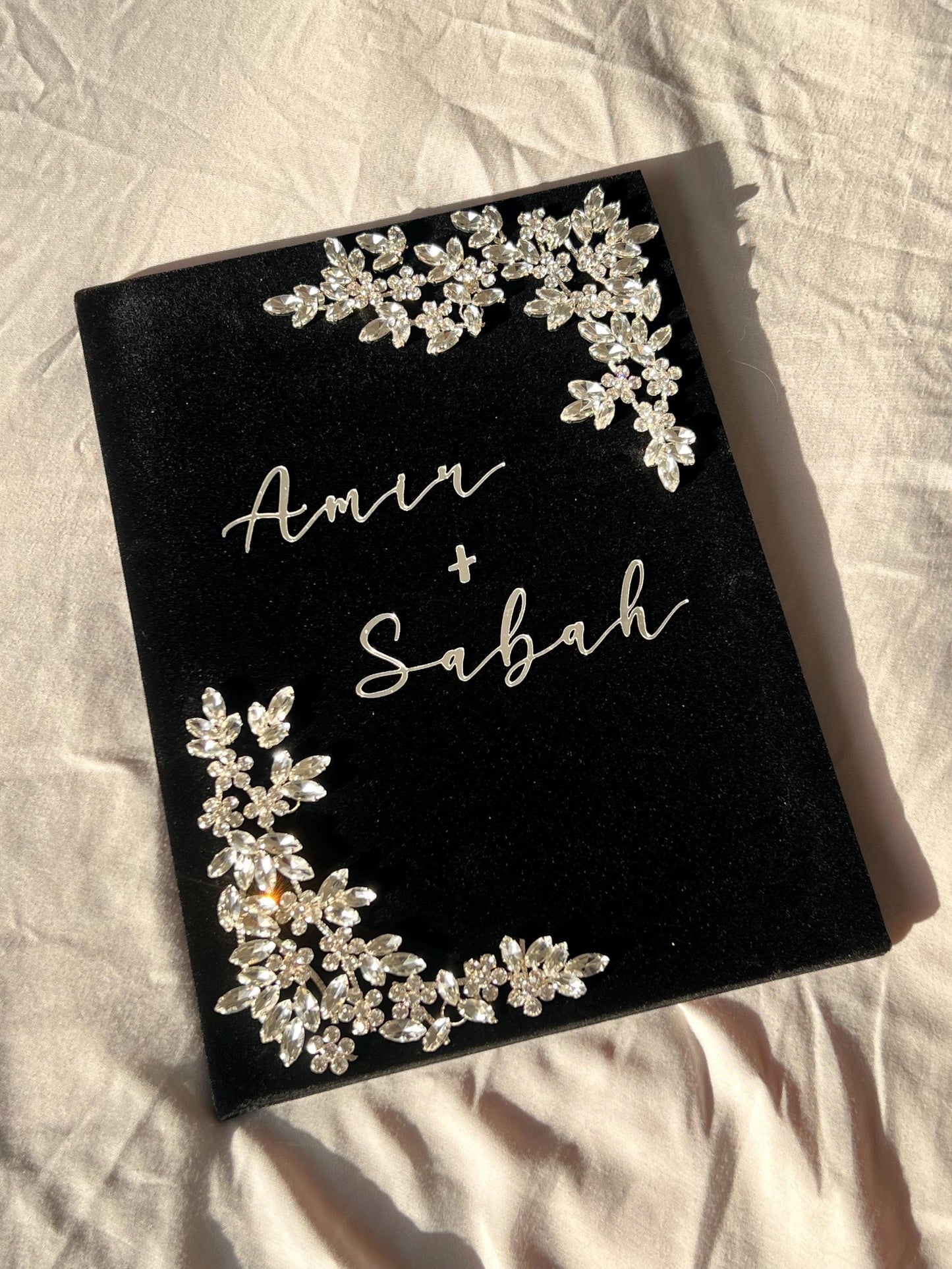 A4 velvet Nikkah booklet - wedding folder - personalised nikkah nama booklet - certificate holder - rhinestones