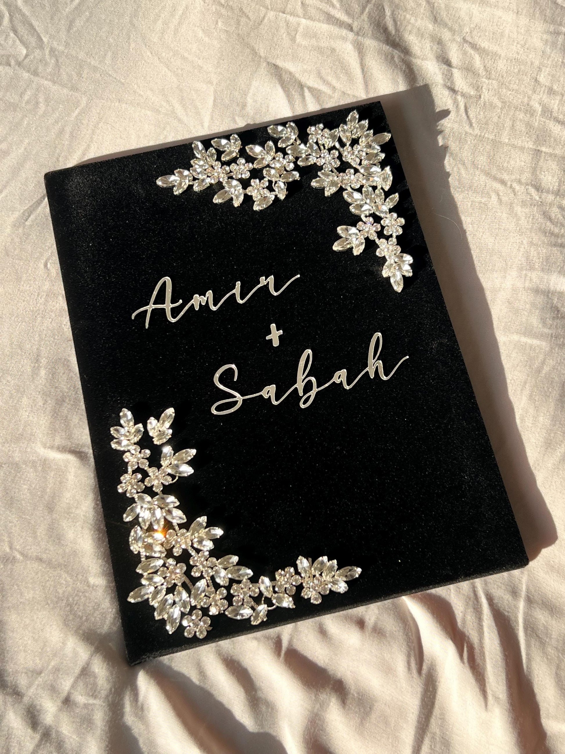 A4 velvet Nikkah booklet - wedding folder - personalised nikkah nama booklet - certificate holder - rhinestones