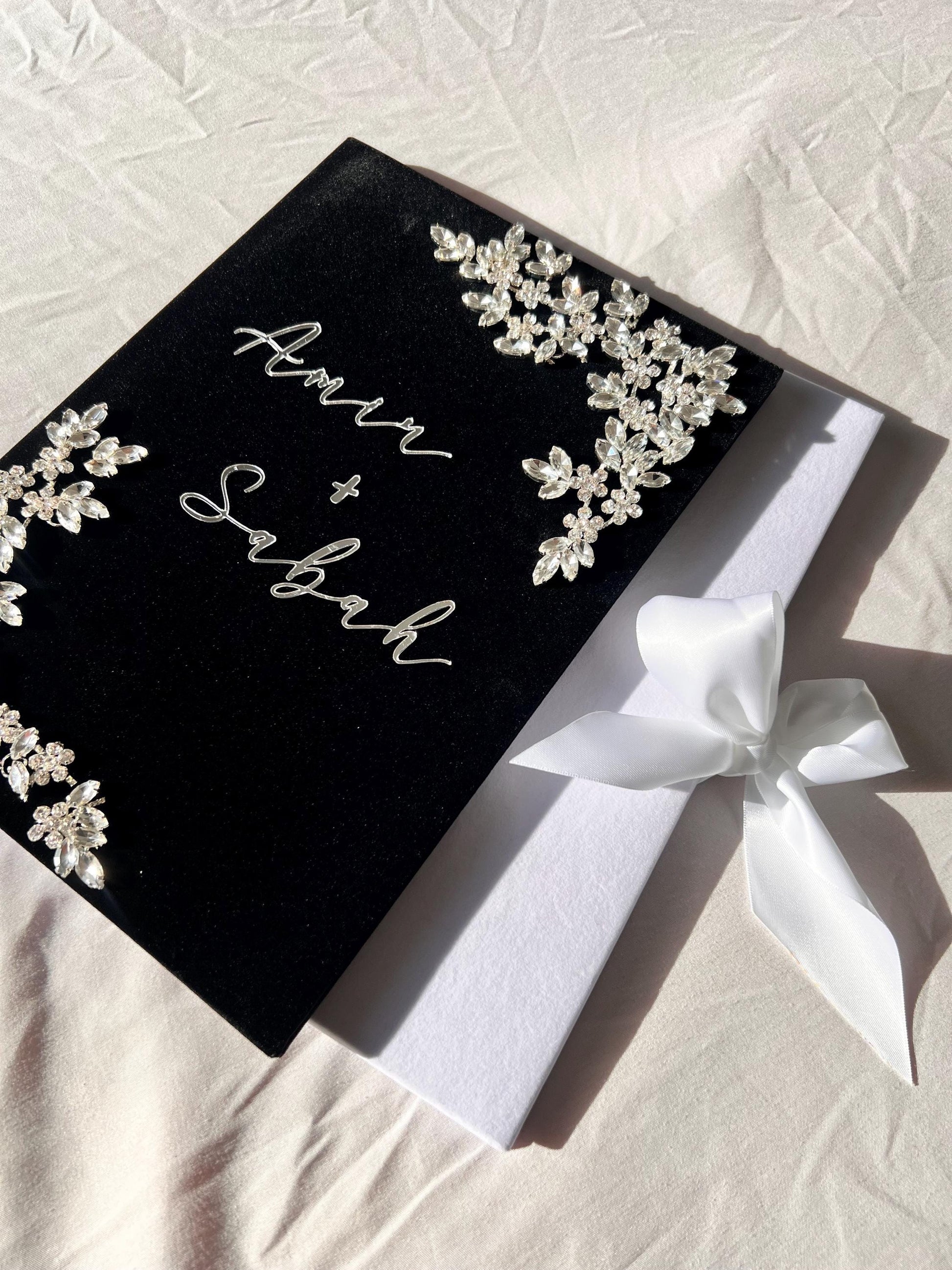 A4 velvet Nikkah booklet - wedding folder - personalised nikkah nama booklet - certificate holder - rhinestones