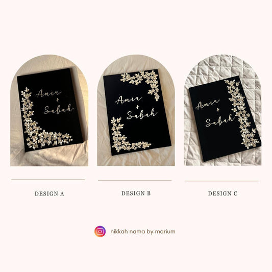 A4 velvet Nikkah booklet - wedding folder - personalised nikkah nama booklet - certificate holder - rhinestones