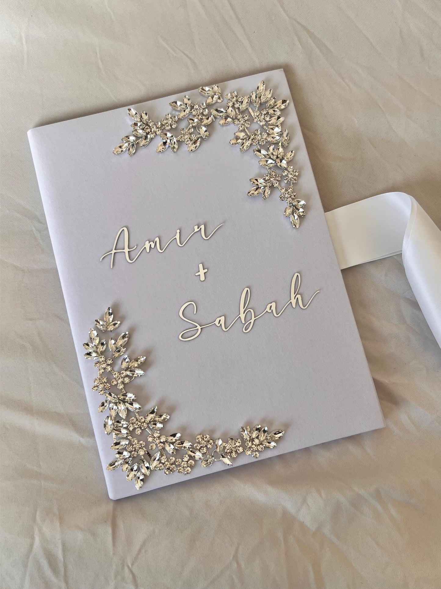 A4 velvet Nikkah booklet - wedding folder - personalised nikkah nama booklet - certificate holder - rhinestones