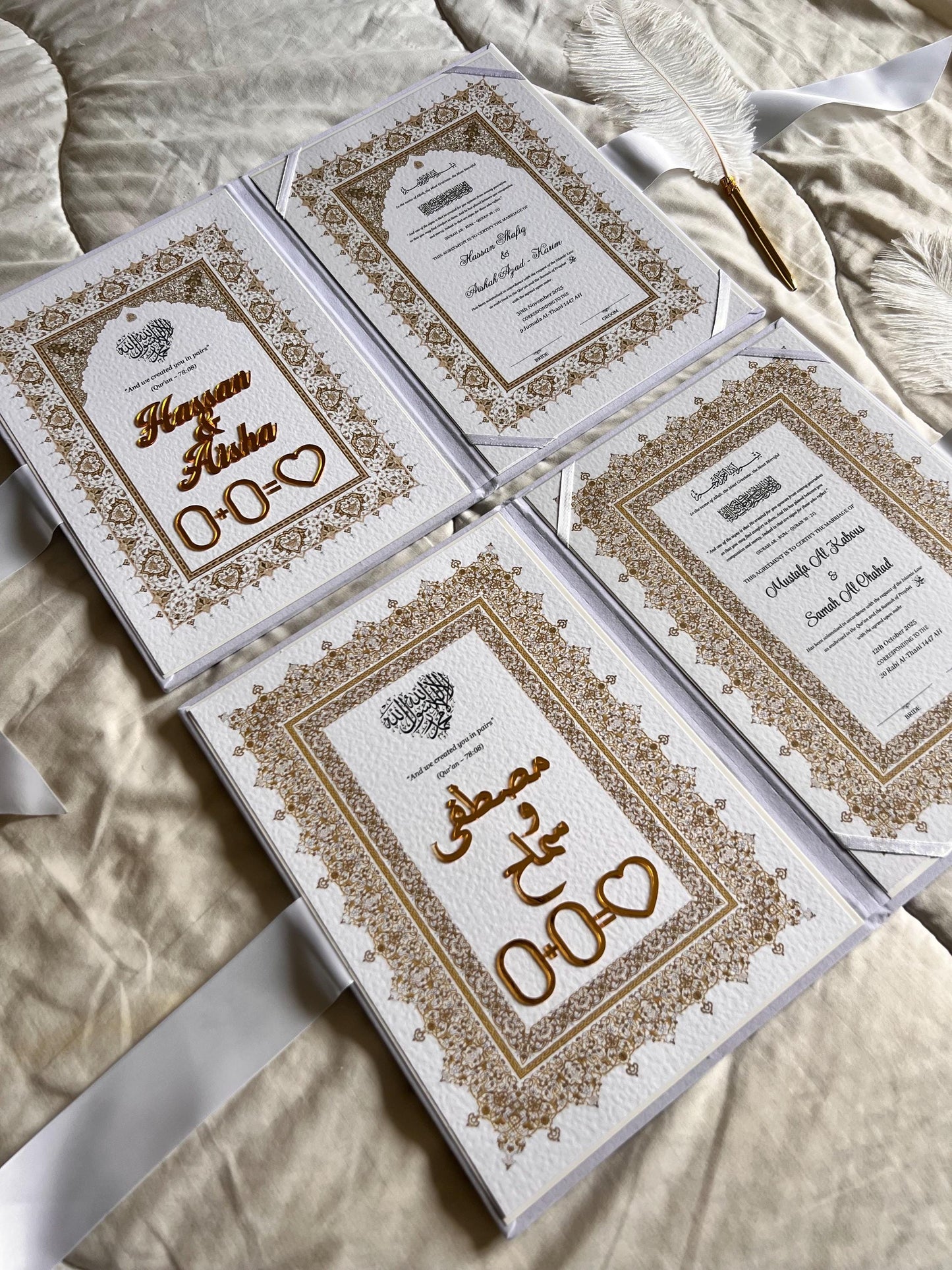 A4 velvet Nikkah booklet - wedding folder - personalised nikkah nama booklet - certificate holder