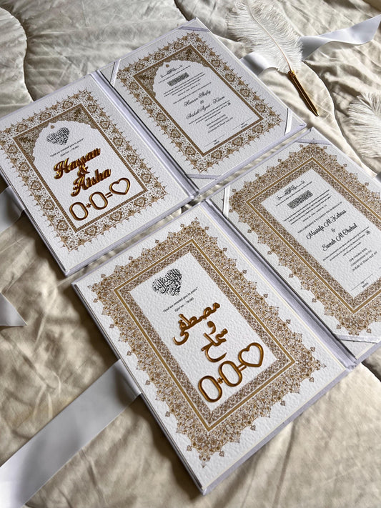 A4 velvet Nikkah booklet - wedding folder - personalised nikkah nama booklet - certificate holder