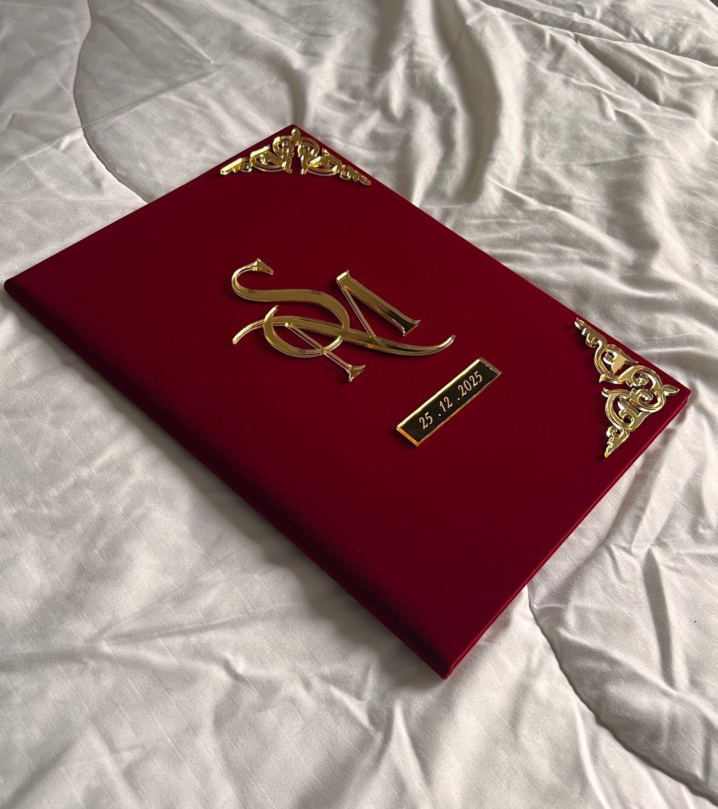 A4 velvet Nikkah booklet - personalised wedding folder - certificate holder