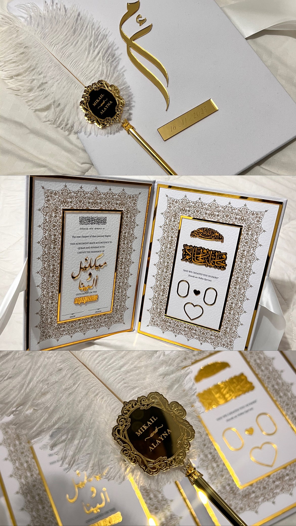 A4 booklet set - personalised wedding velvet folder - certificate holder - acrylic