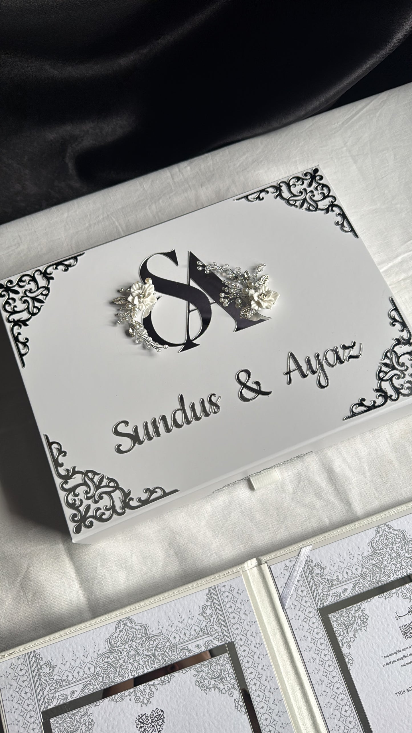 A4 Nikkah bundle - wedding folder - personalised nikkah nama booklet with rhinestones - certificate holder - feather pen