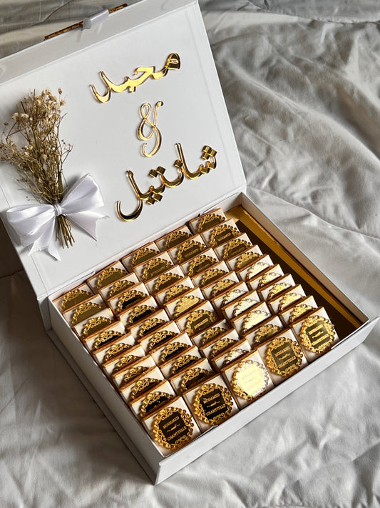 50 wedding chocolate favours in box