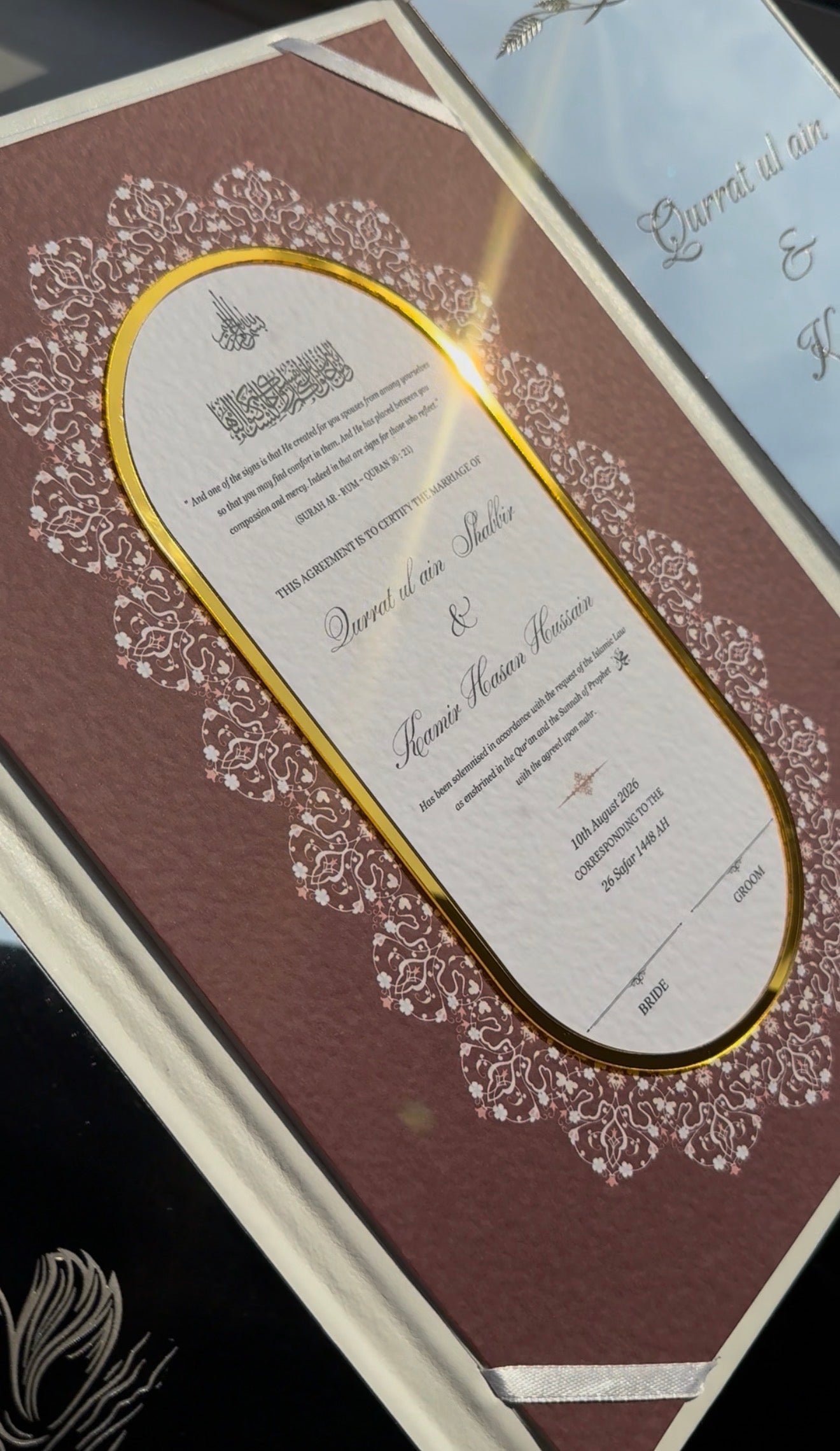 A4 Nikkah booklet - wedding folder - personalised nikkah nama booklet - certificate holder - feather pen