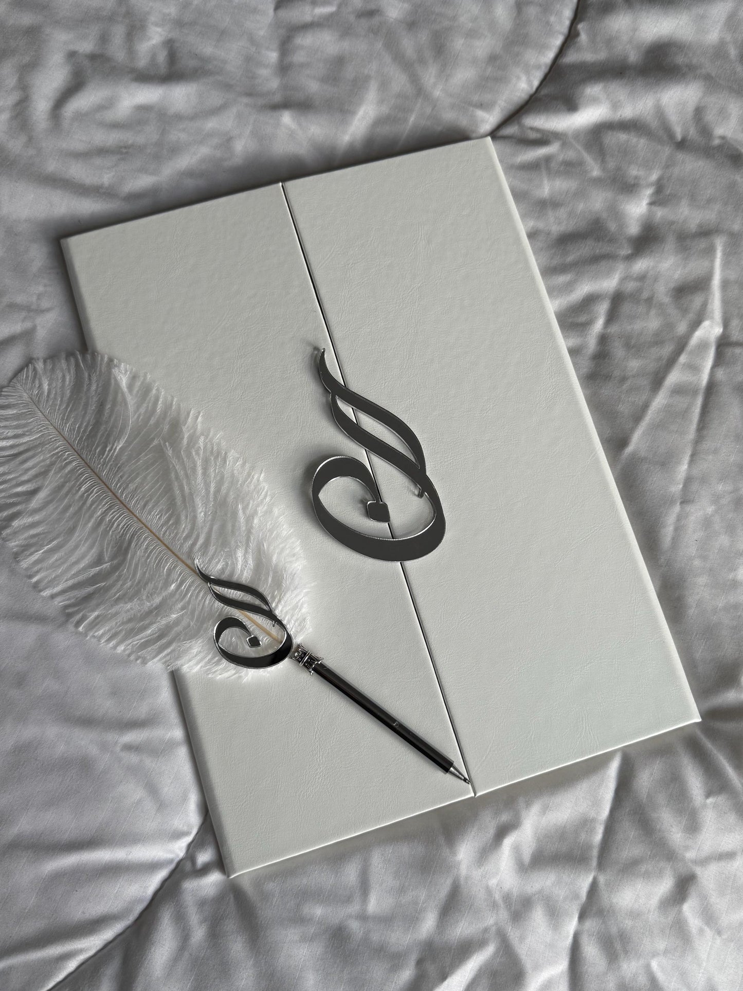A4 Nikkah Certificate ~ Feather Pen ~ Certificate folder ~ White Hammered Card ~ nikkah booklet