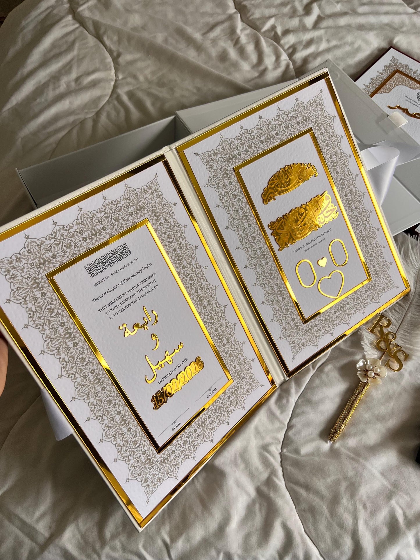 A4 Nikkah Certificate ~ Feather Pen ~ Certificate folder ~ nikkah booklet - nikkah box