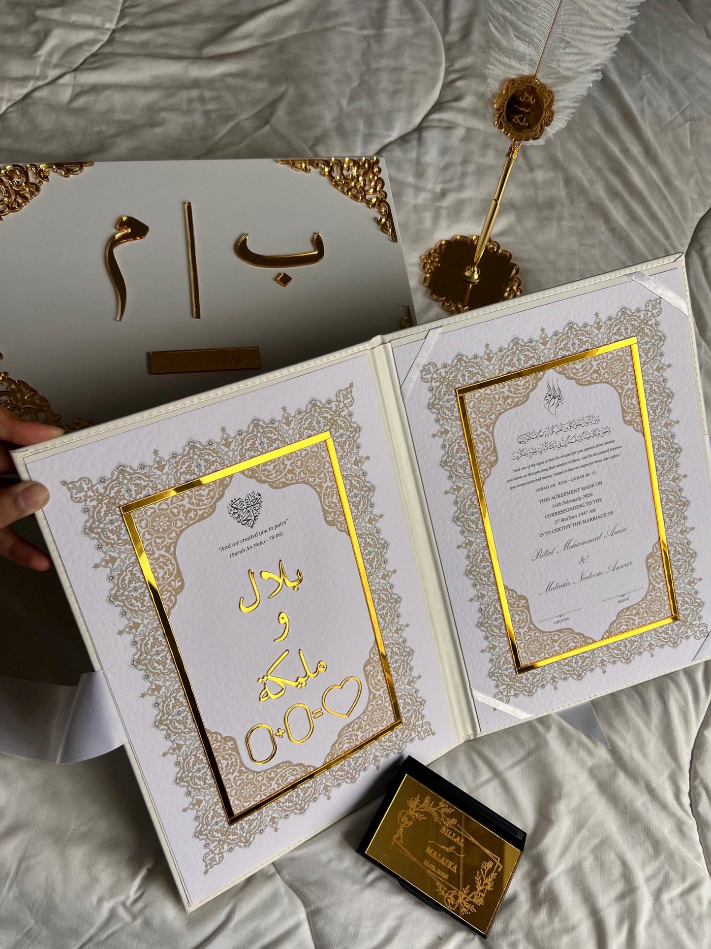 A4 Nikkah Certificate ~ Feather Pen ~ Certificate folder ~ nikkah booklet - nikkah box