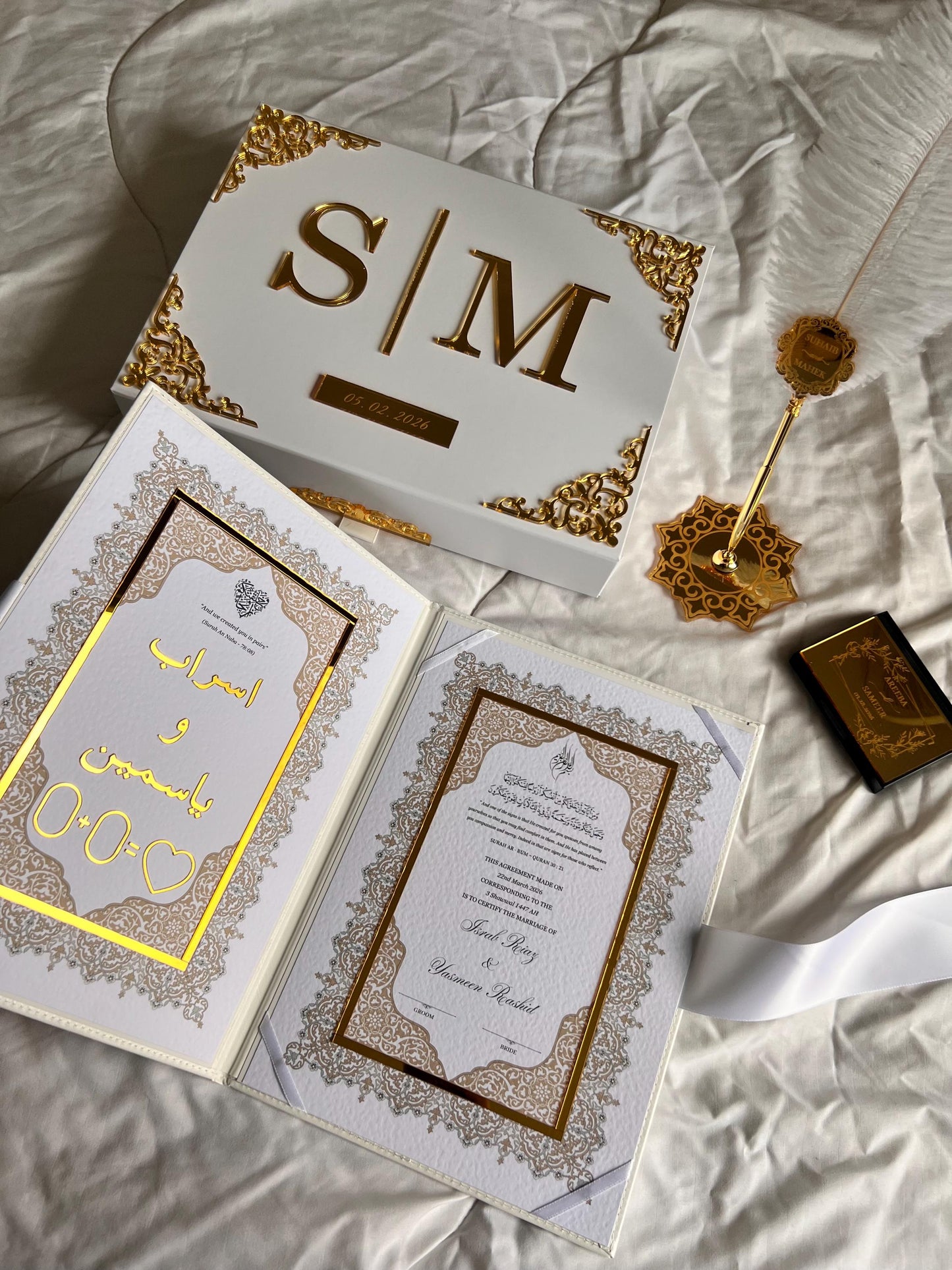 A4 Nikkah Certificate ~ Feather Pen ~ Certificate folder ~ nikkah booklet - nikkah box