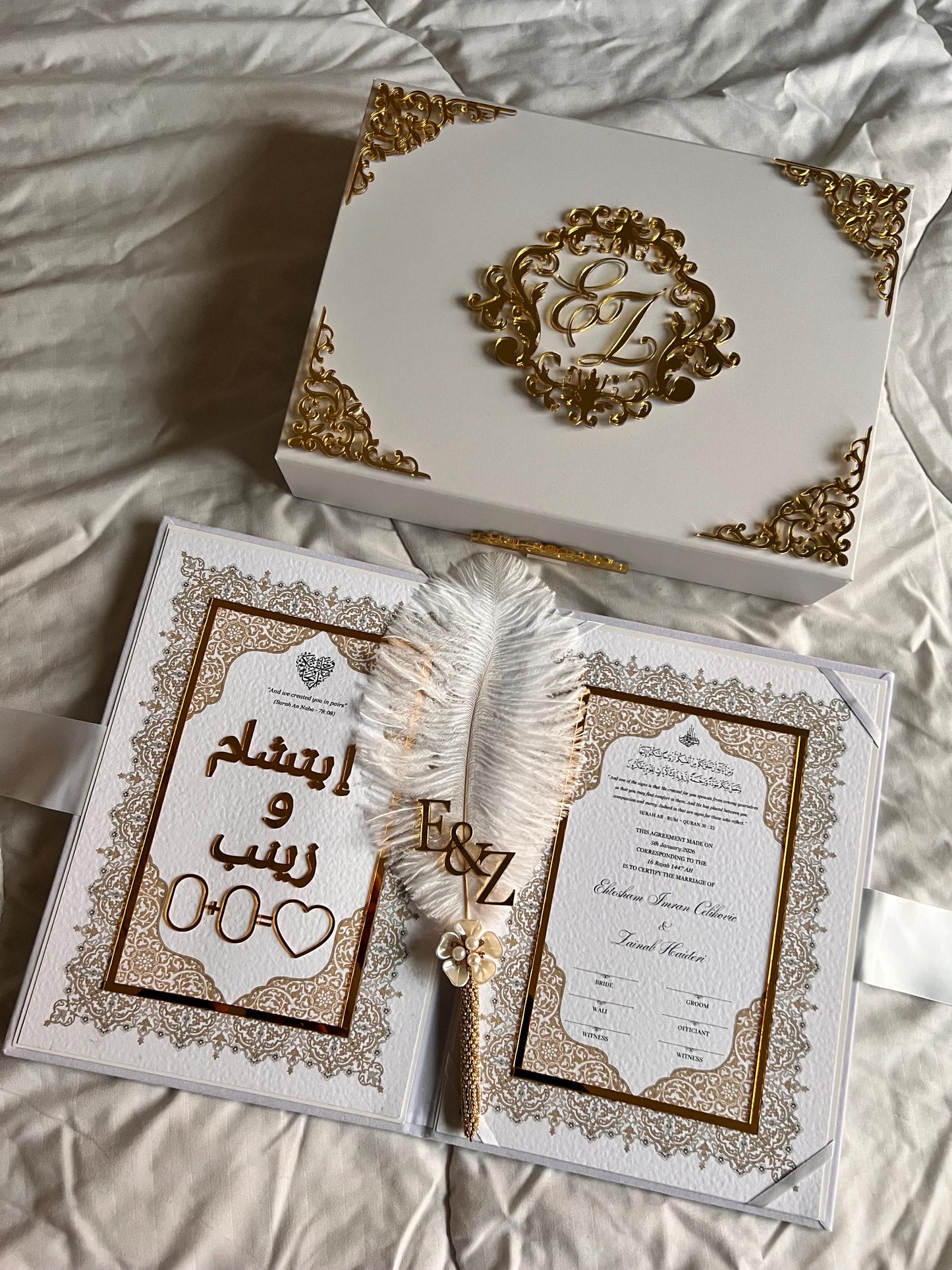 A4 Nikkah Certificate ~ Feather Pen ~ Certificate folder ~ nikkah booklet - nikkah box