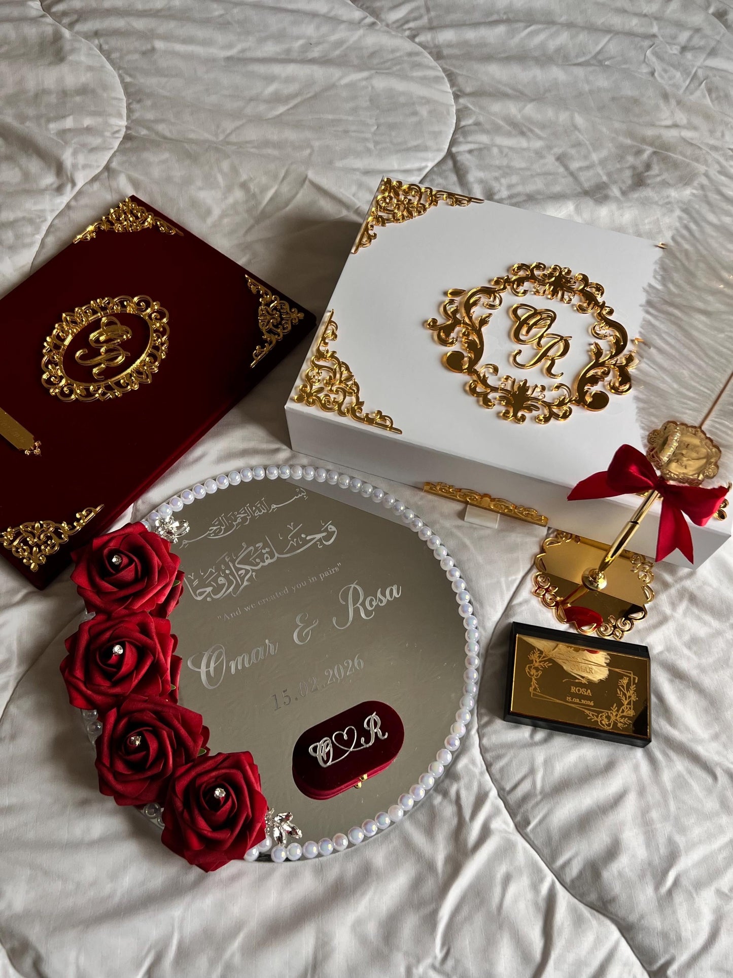 A4 Nikkah Certificate ~ Feather Pen ~ Certificate folder ~ silver nikkah booklet - nikkah box