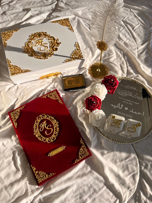 A4 Nikkah Certificate ~ Feather Pen ~ Certificate folder ~ silver nikkah booklet - nikkah box