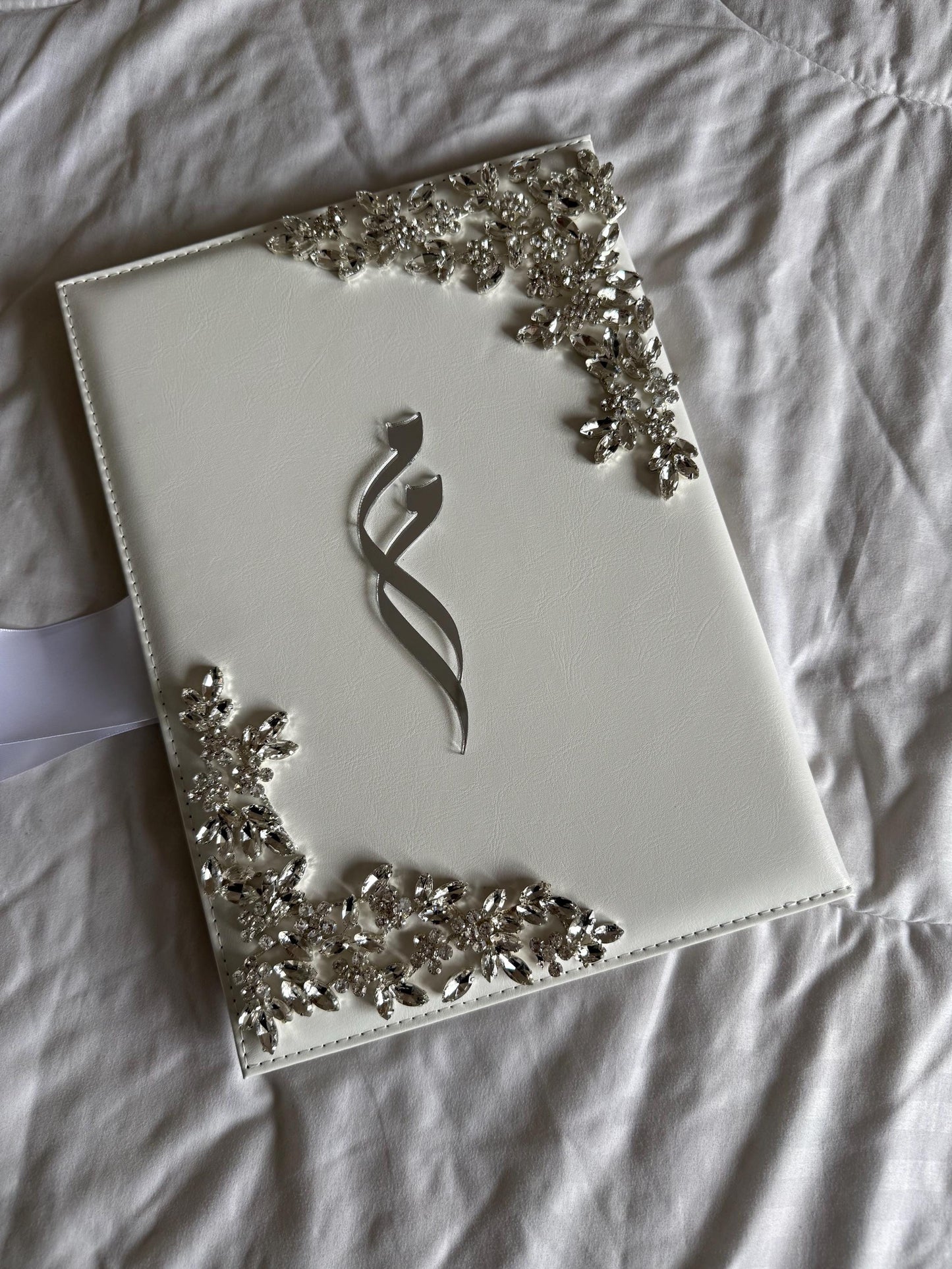 A4 Nikkah booklet - wedding folder - personalised nikkah nama booklet with rhinestones - certificate holder - feather pen