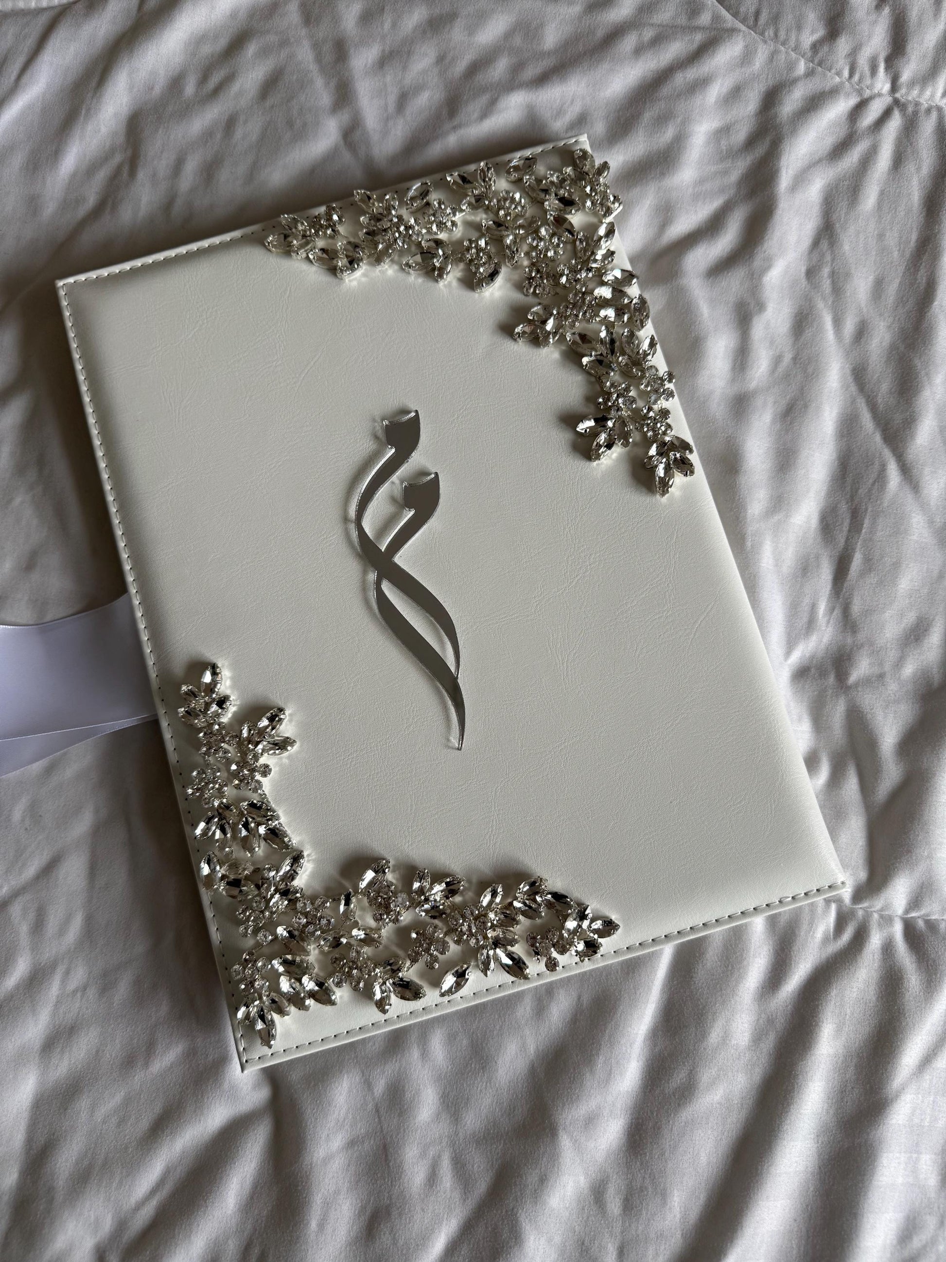 A4 Nikkah booklet - wedding folder - personalised nikkah nama booklet with rhinestones - certificate holder - feather pen