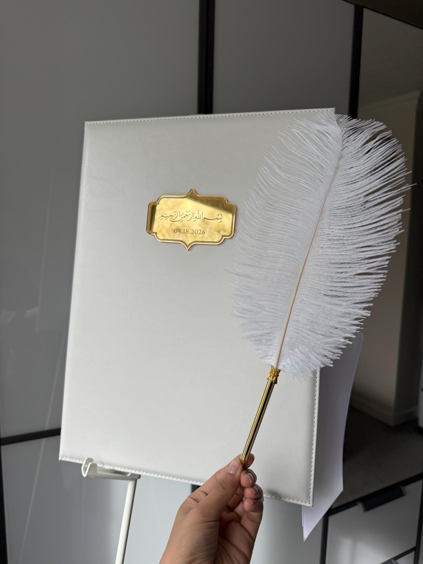 A3 PU leather Nikkah booklet - wedding folder - personalised nikkah nama booklet - certificate holder - feather pen