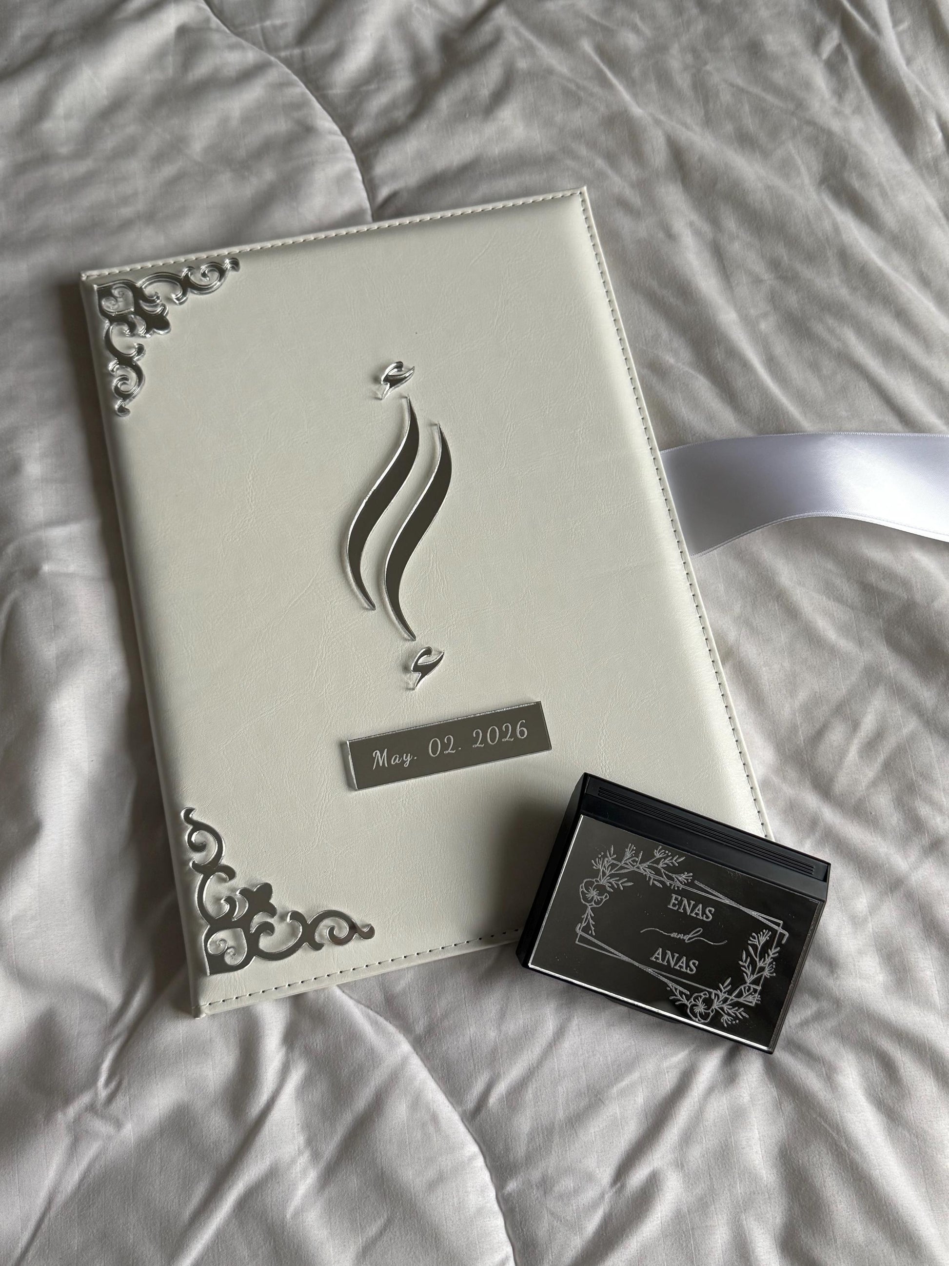 A3 PU leather Nikkah booklet - wedding folder - personalised nikkah nama booklet - certificate holder - feather pen