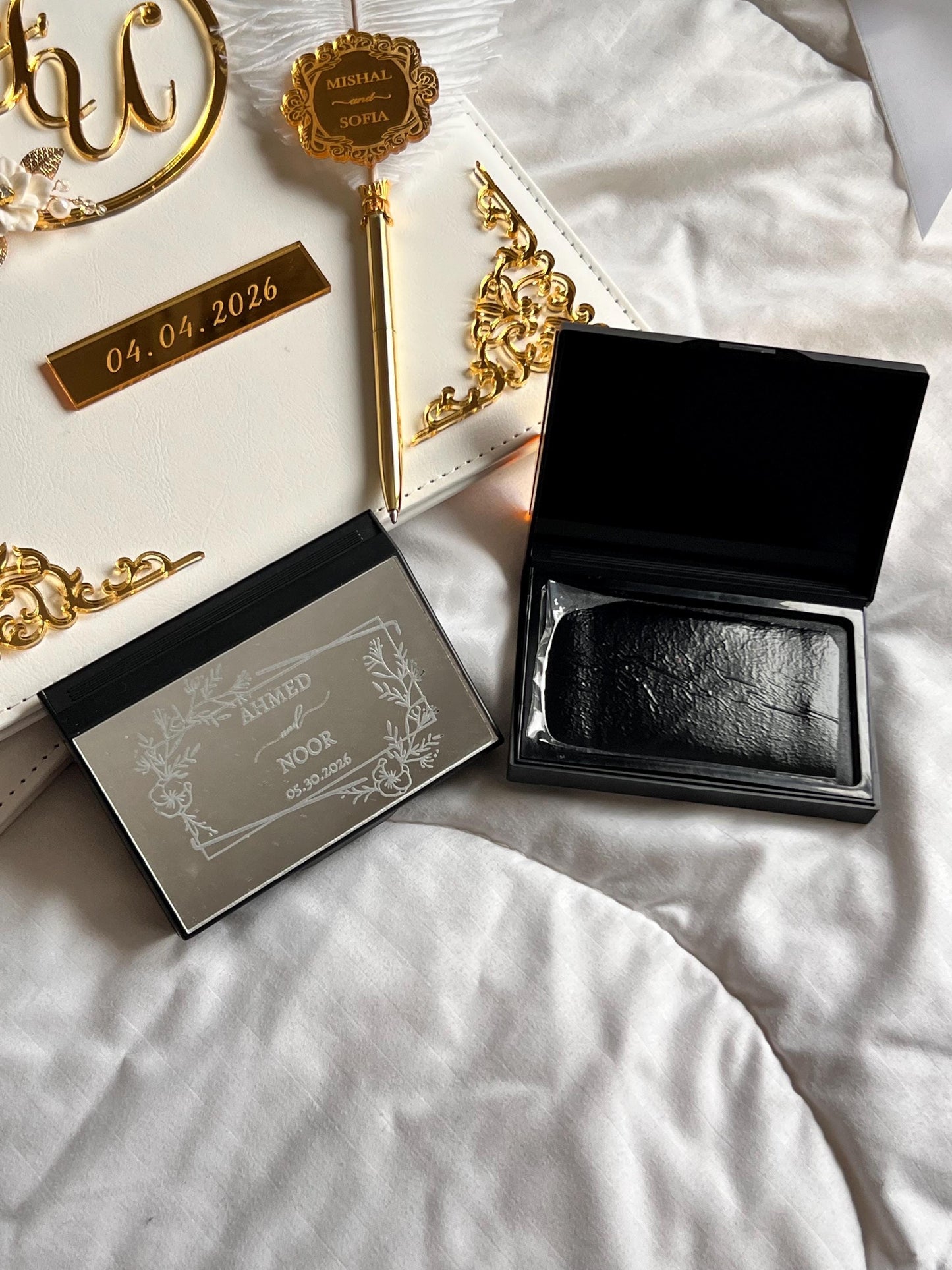 A4 velvet Nikkah booklet - wedding folder - personalised nikkah nama booklet - certificate holder - feather pen