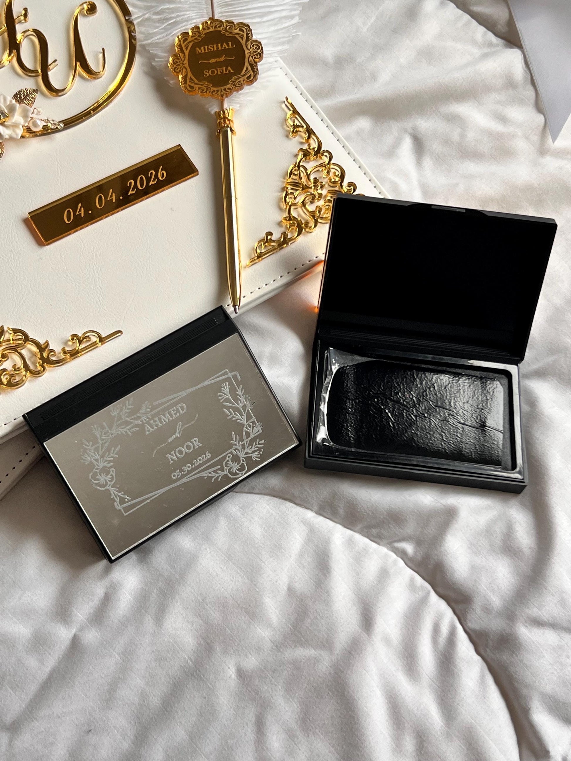 A4 velvet Nikkah booklet - wedding folder - personalised nikkah nama booklet - certificate holder - feather pen