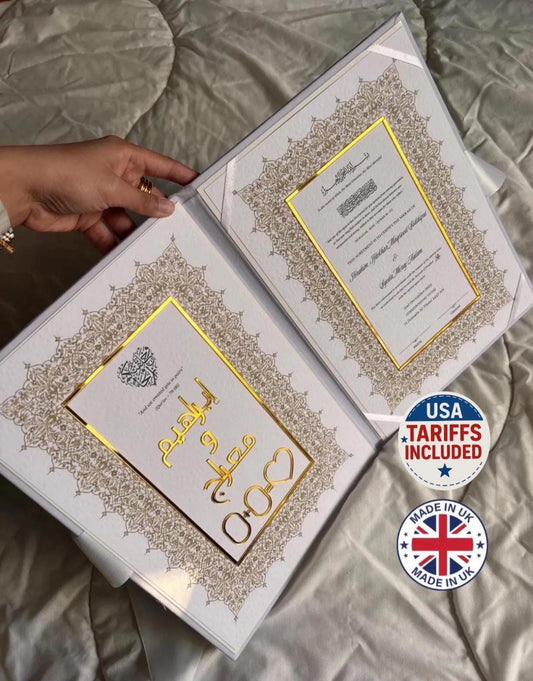 A4 velvet Nikkah booklet - wedding folder - personalised nikkah nama booklet - certificate holder - feather pen