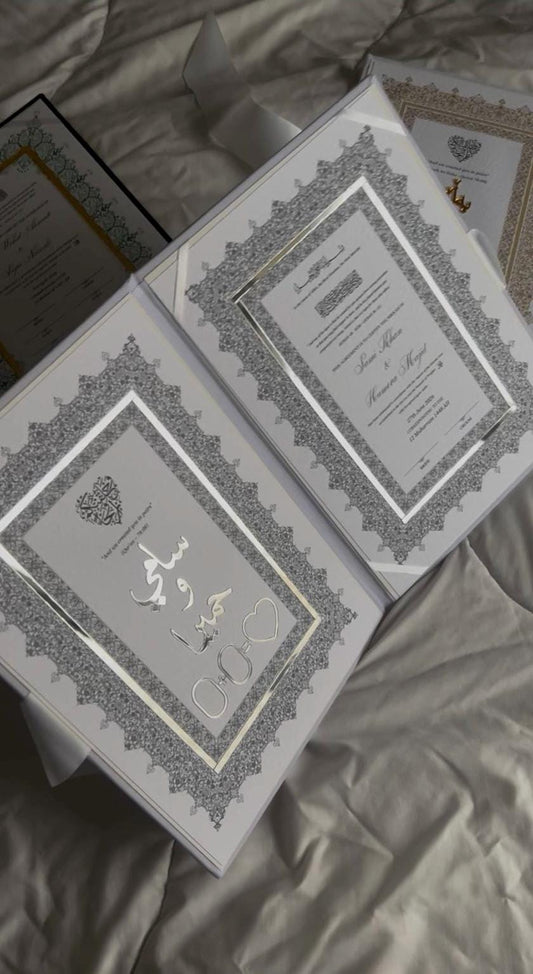 A4 velvet Nikkah booklet - wedding folder - personalised nikkah nama booklet - certificate holder - feather pen