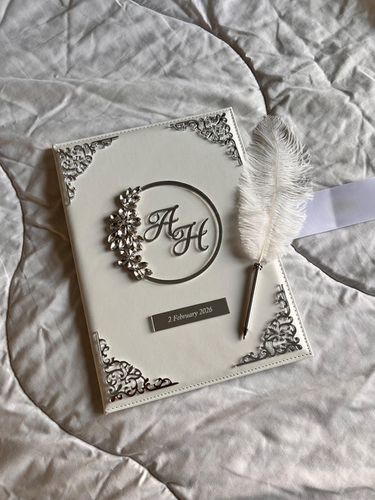 A4 velvet Nikkah booklet - wedding folder - personalised nikkah nama booklet - certificate holder - feather pen