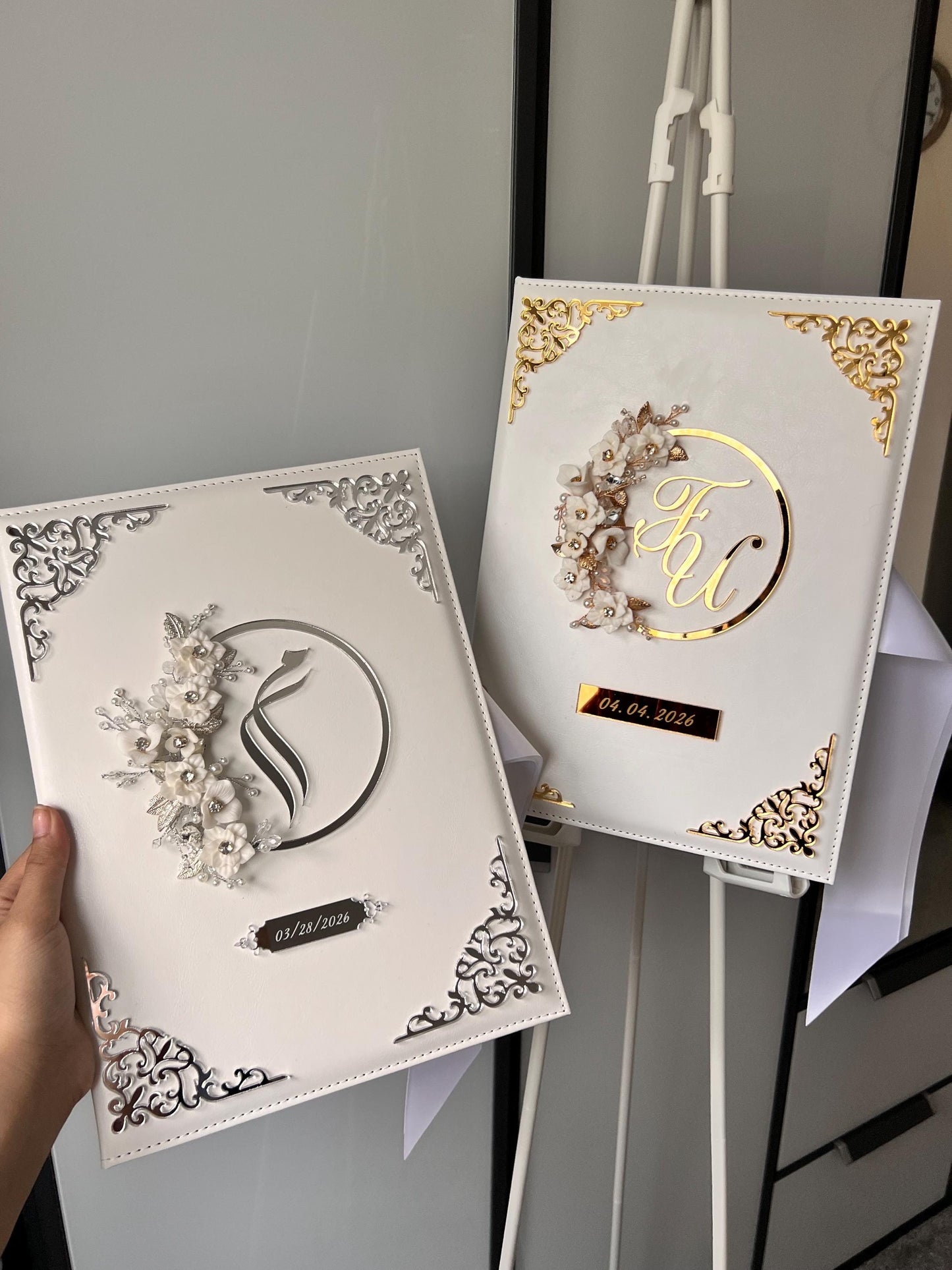 A4 velvet Nikkah booklet - wedding folder - personalised nikkah nama booklet - certificate holder - feather pen