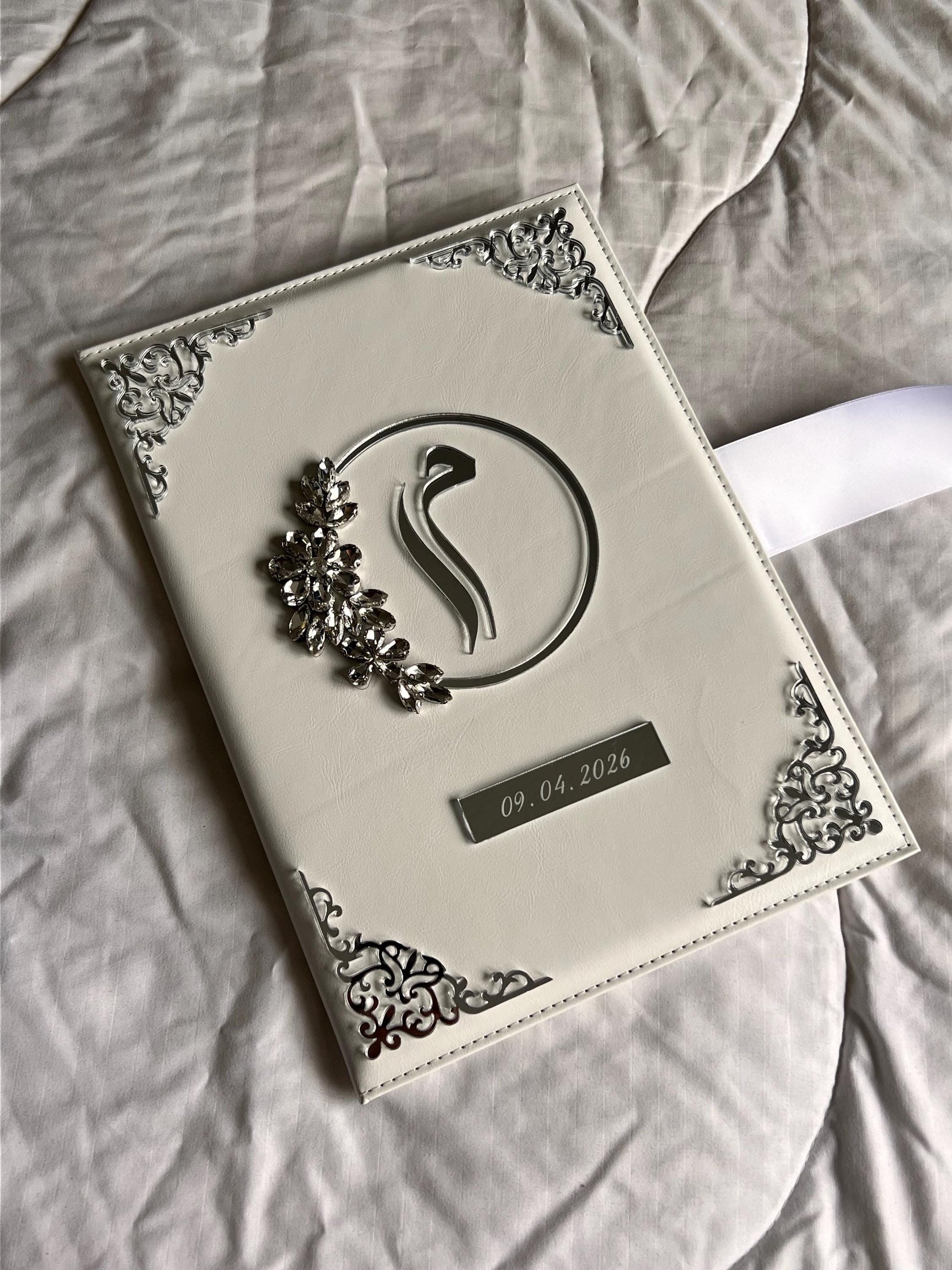 A4 velvet Nikkah booklet - wedding folder - personalised nikkah nama booklet - certificate holder - feather pen