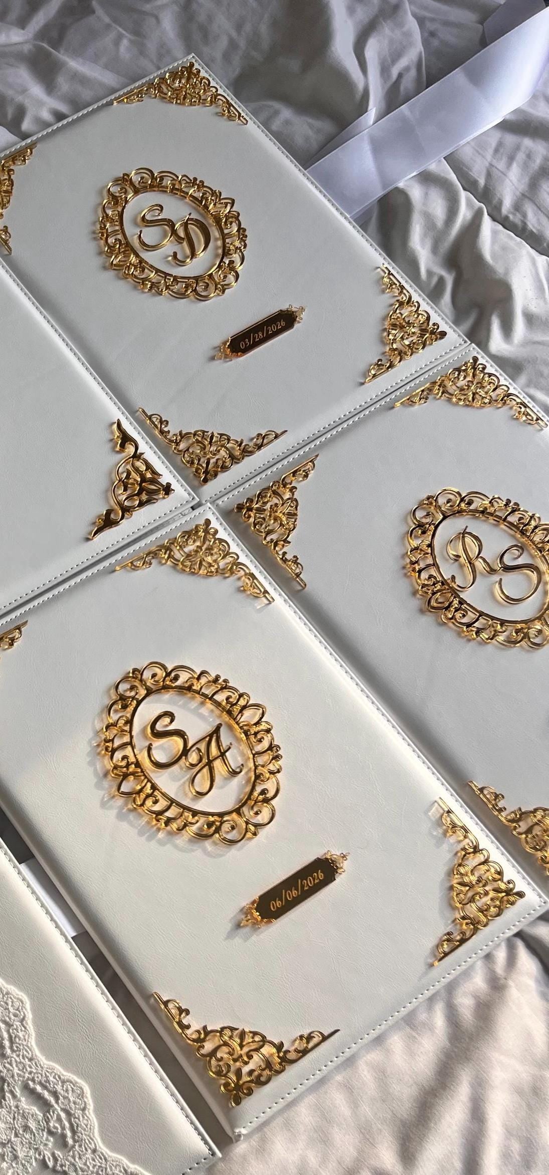 A4 velvet Nikkah booklet - wedding folder - personalised nikkah nama booklet - certificate holder - feather pen