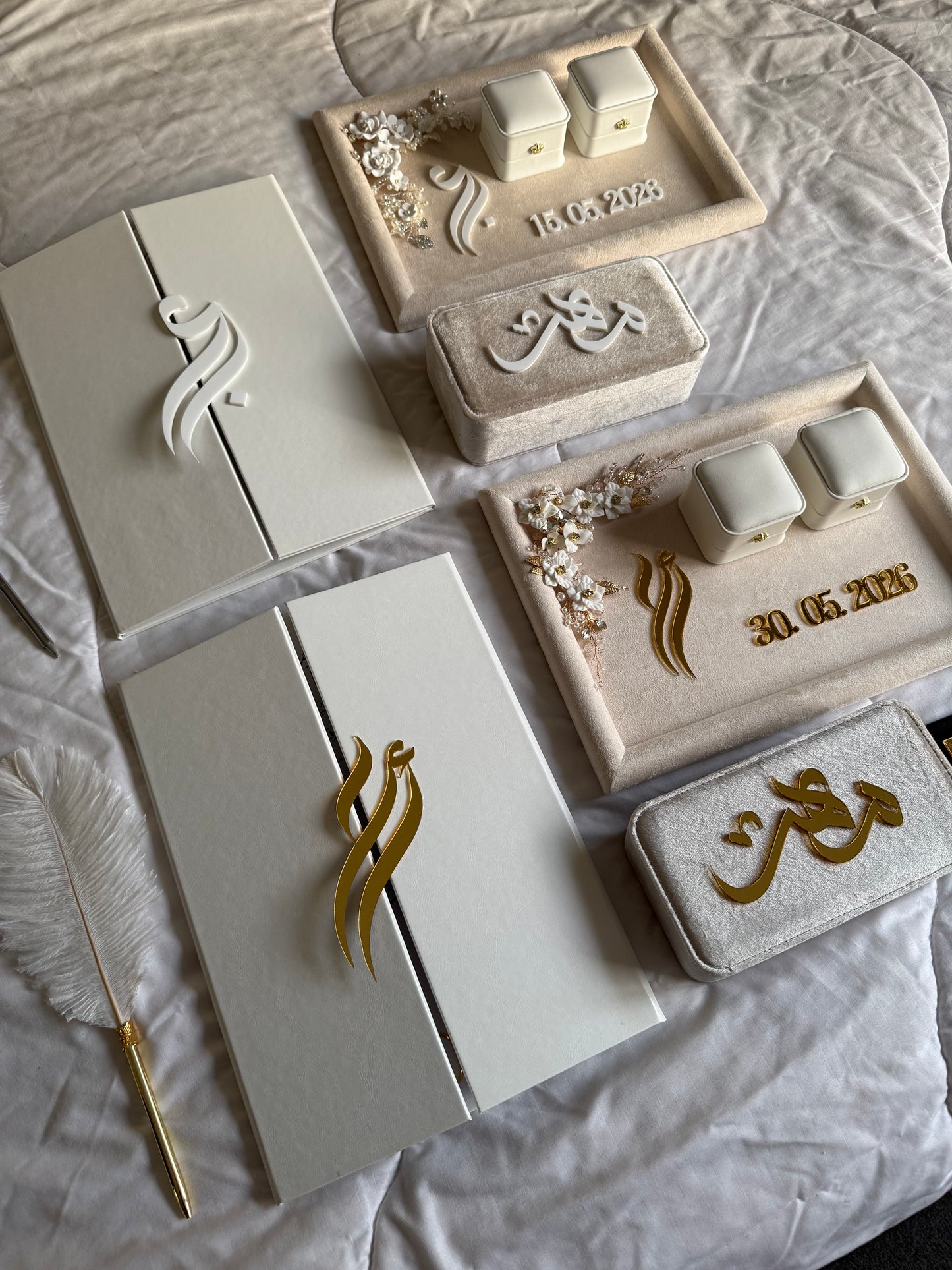 A4 Nikkah Certificate ~ Feather Pen ~ Certificate folder ~ silver nikkah booklet - nikkah box