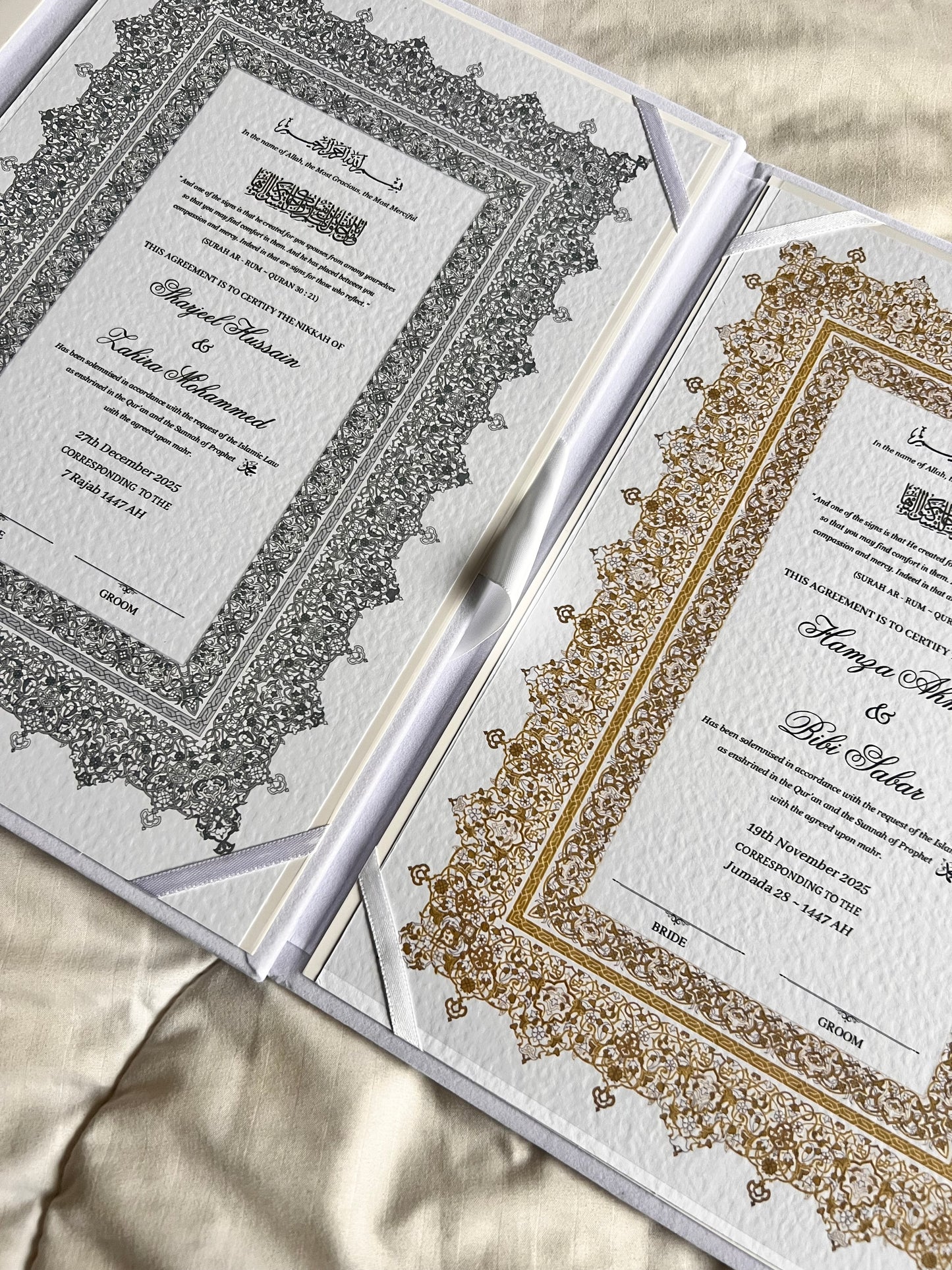 A4 Nikkah booklet - personalised wedding velvet folder - certificate holder