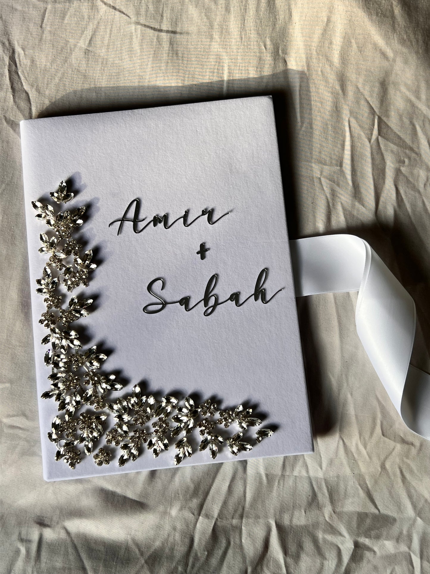 A4 Nikkah booklet - personalised wedding velvet folder - certificate holder - rhinestones