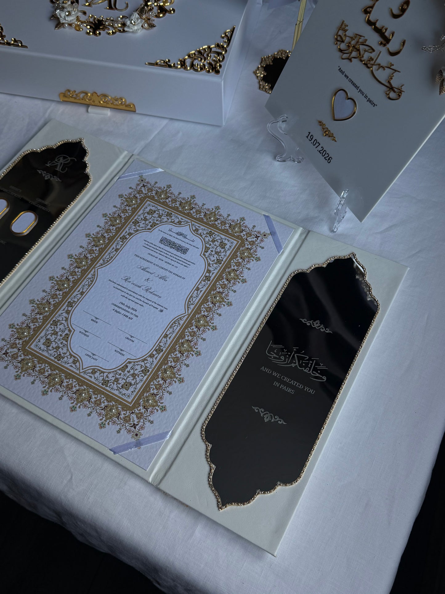 A4 Nikkah bundle - wedding folder - thumb plaque - ring tray - feather pen