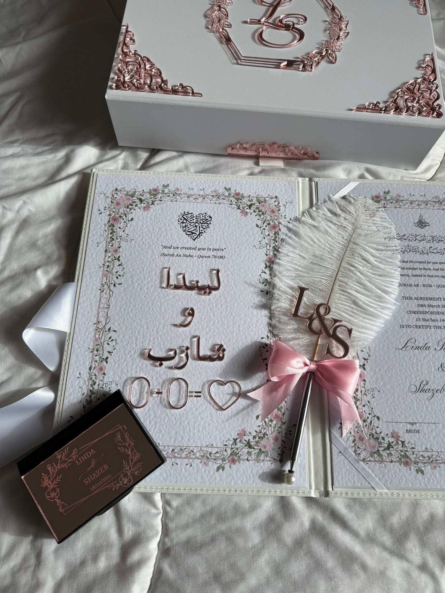 A4 Nikkah Certificate ~ Feather Pen ~ Certificate folder ~ nikkah booklet - nikkah box