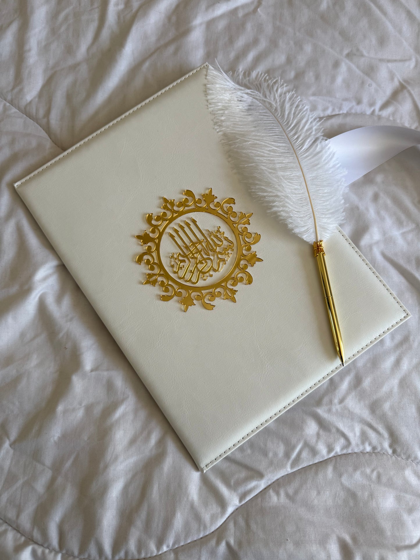 A4 Nikkah booklet - wedding folder - personalised nikkah nama booklet with rhinestones - certificate holder - feather pen