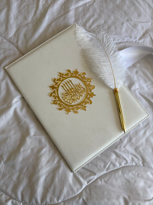 A4 Nikkah booklet - wedding folder - personalised nikkah nama booklet with rhinestones - certificate holder - feather pen