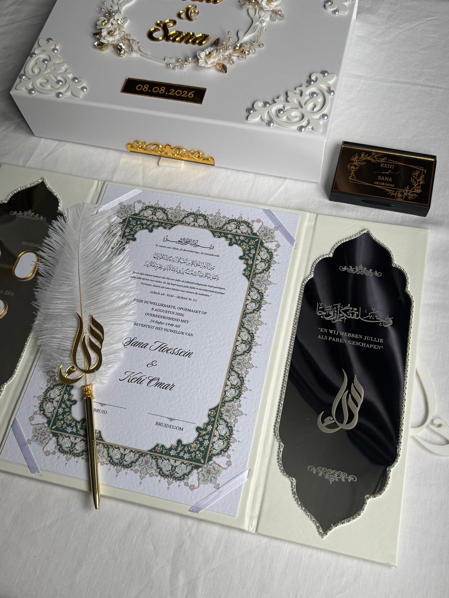 A4 Nikkah bundle - wedding folder - thumb plaque - ring tray - feather pen (Copy)