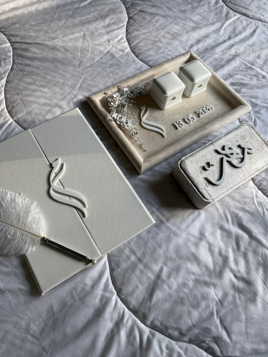 A4 Nikkah Certificate ~ Feather Pen ~ Certificate folder ~ silver nikkah booklet - nikkah box