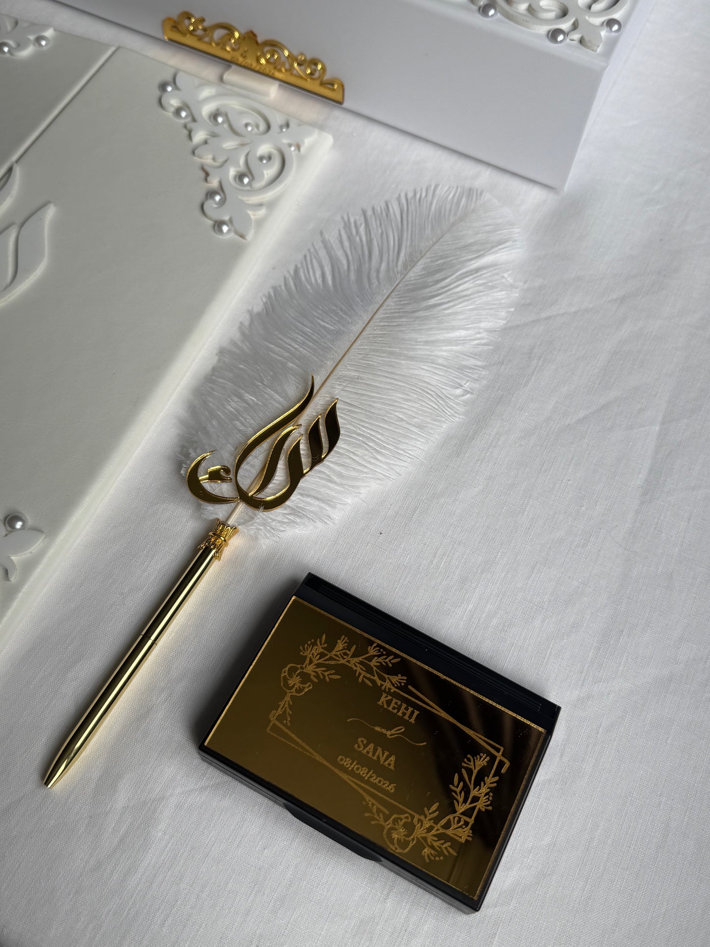 A4 Nikkah bundle - wedding folder - thumb plaque - ring tray - feather pen (Copy)