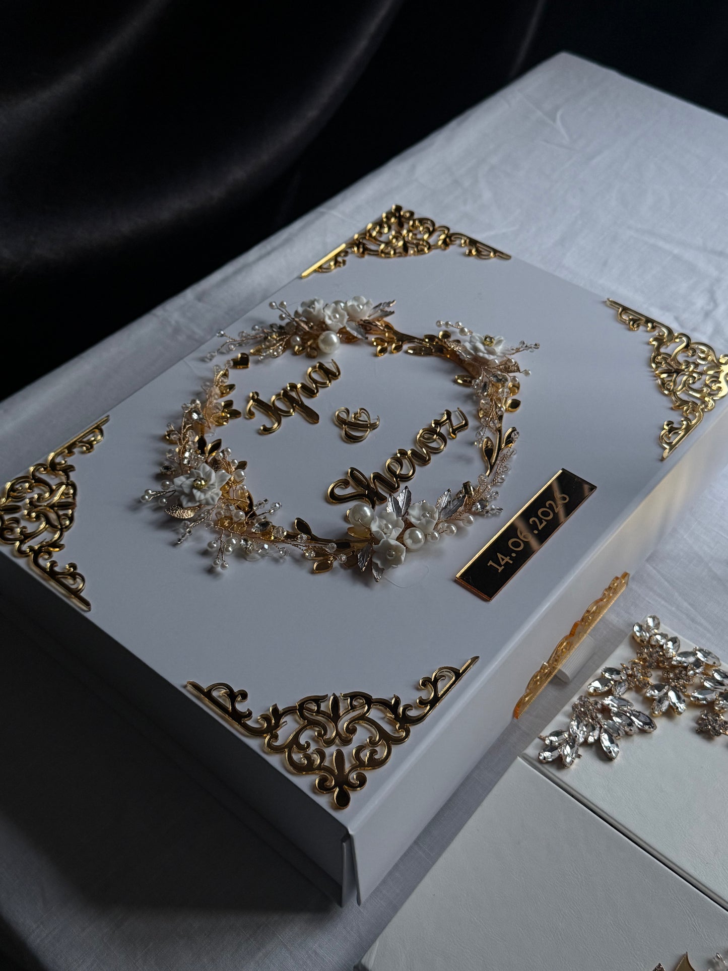 A4 Nikkah bundle - wedding folder - personalised nikkah nama booklet with rhinestones - certificate holder - feather pen