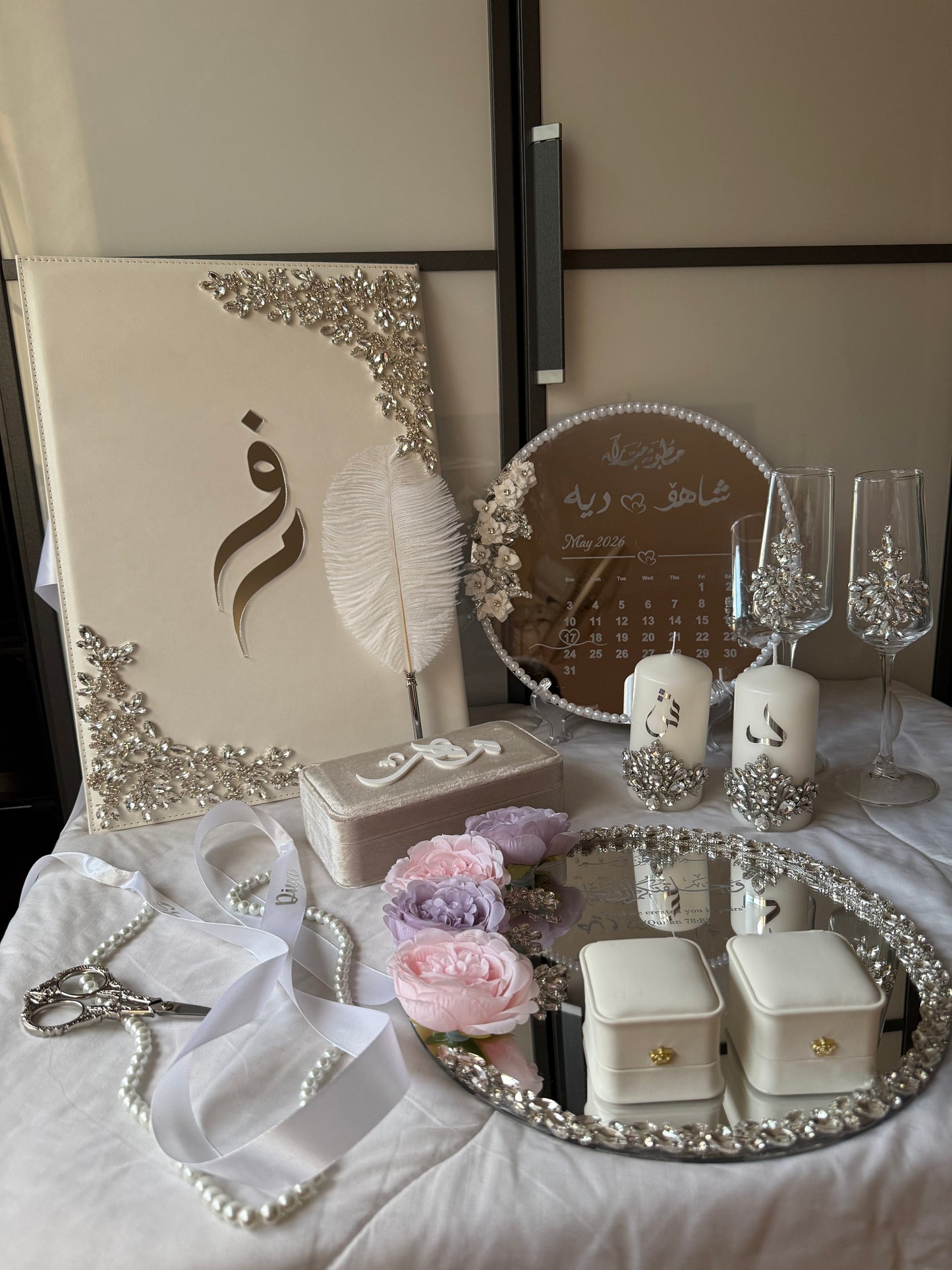 A4 Nikkah bundle - wedding folder - personalised nikkah nama booklet with rhinestones - certificate holder - feather pen