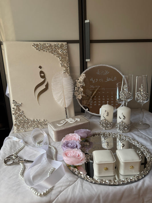 A4 Nikkah bundle - wedding folder - personalised nikkah nama booklet with rhinestones - certificate holder - feather pen