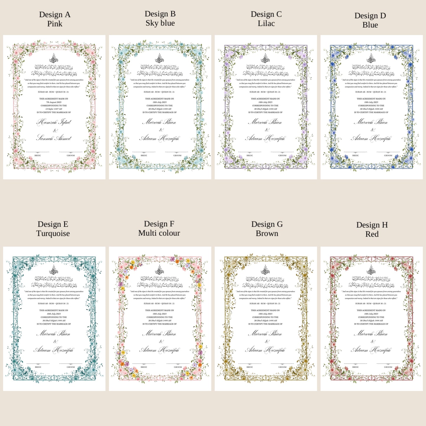 A4/A3 Nikkah Certificate ~ Certificate wedding folder ~ feather pen ~ nikkah booklet